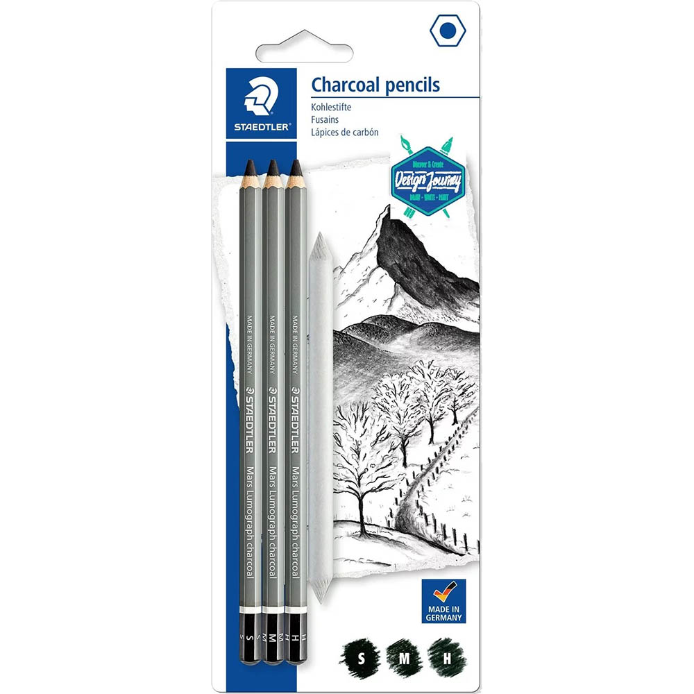 Image for STAEDTLER 100C MARS LUMOGRAPH CHARCOAL PENCIL AND PAPER STUMP PACK 3 from Prime Office Supplies