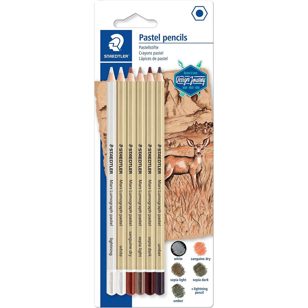 Image for STAEDTLER 100P MARS LUMOGRAPH PASTEL PENCIL ASSORTED PACK 6 from Clipboard Stationers & Art Supplies