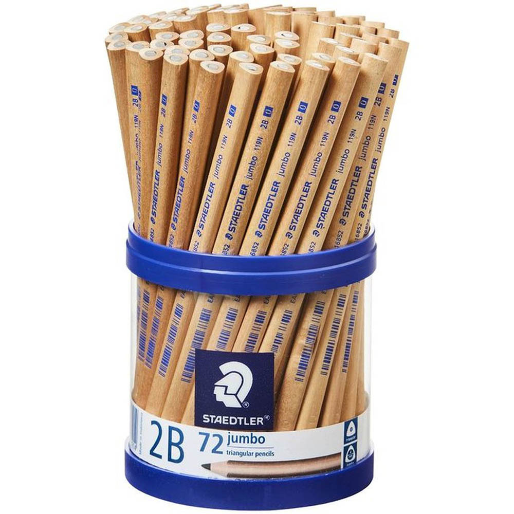 Image for STAEDTLER 119 NATURAL JUMBO TRIANGULAR PENCIL 2B TUB 72 from York Stationers