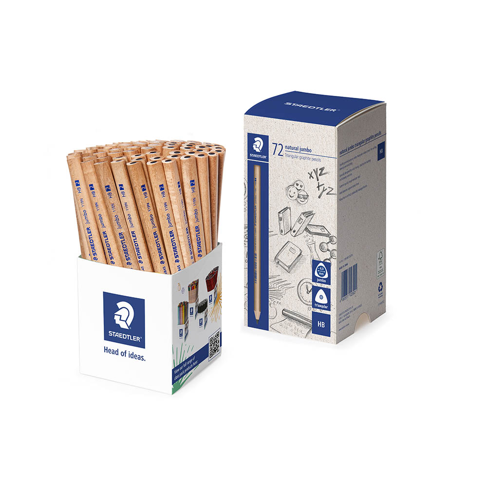 Image for STAEDTLER 119 NATURAL JUMBO TRIANGULAR PENCILS HB TUB 72 from BusinessWorld Computer & Stationery Warehouse