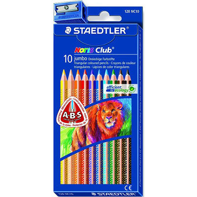 Image for STAEDTLER 128 NORIS CLUB JUMBO TRIANGULAR COLOURED PENCILS ASSORTED BOX 10 from Office Heaven