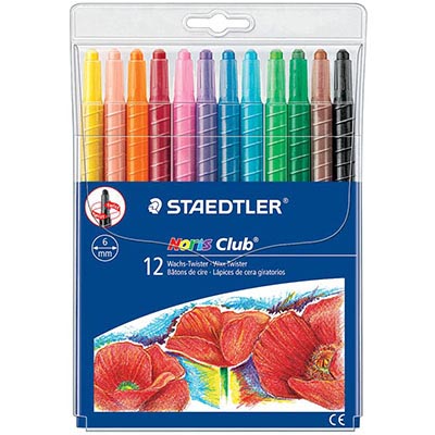 Image for STAEDTLER 221 NORIS CLUB TWIST CRAYONS ASSORTED COLOURS PACK 12 from York Stationers
