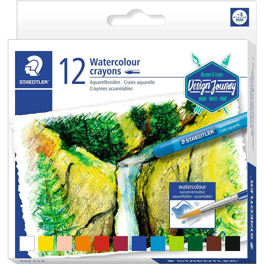 Image for STAEDTLER 223 WATERCOLOUR CRAYONS ASSORTED BOX 12 from SNOWS OFFICE SUPPLIES - Brisbane Family Company