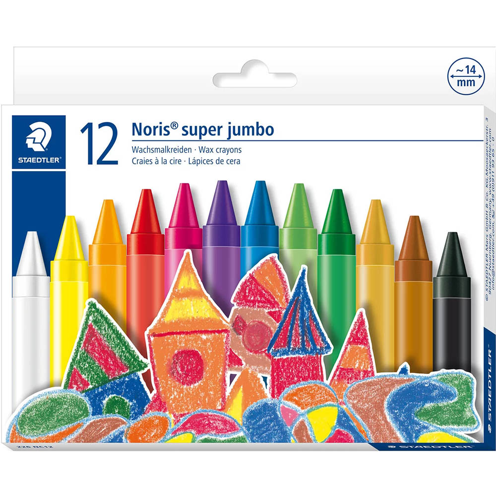 Image for STAEDTLER 226 NORIS SUPER JUMBO WAX CRAYONS ASSORTED PACK 12 from York Stationers