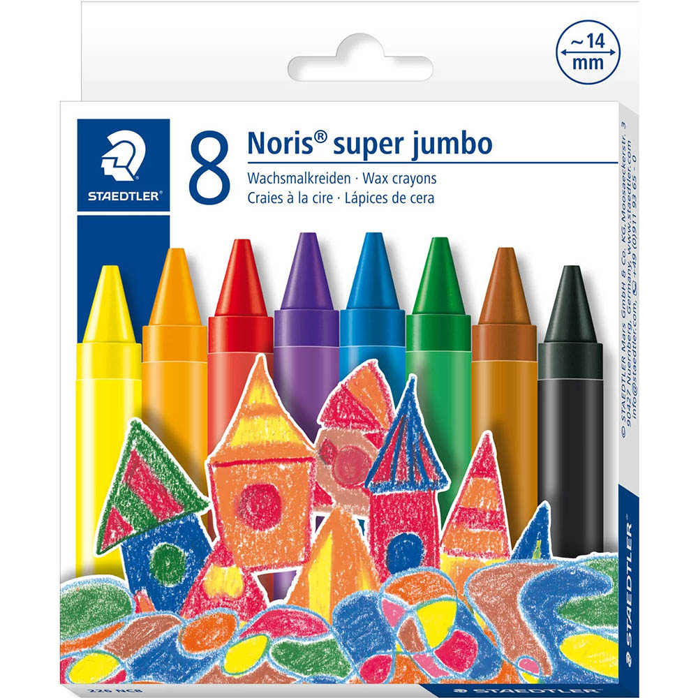 Image for STAEDTLER 226 NORIS SUPER JUMBO WAX CRAYONS ASSORTED PACK 8 from Office Heaven