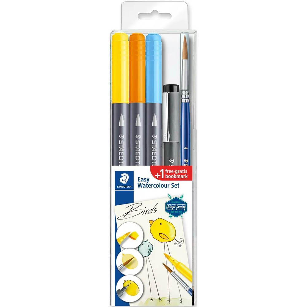 Image for STAEDTLER 3001 DOUBLE ENDED WATERCOLOUR BRUSH PENS BIRDS SET from Memo Office and Art