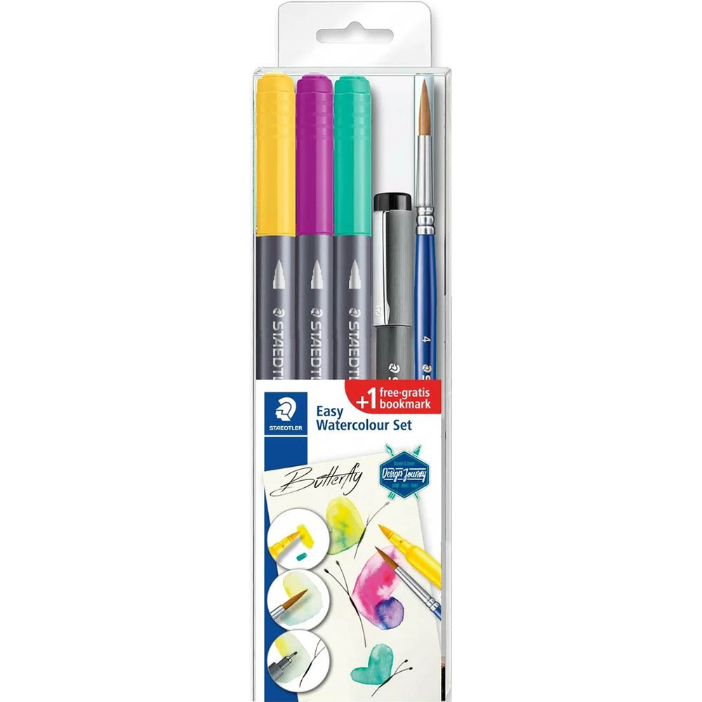 Image for STAEDTLER 3001 DOUBLE ENDED WATERCOLOUR BRUSH PENS BUTTERFLY SET from Office Heaven