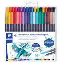 staedtler 3001 double ended watercolour brush pens assorted pack 36