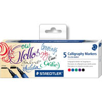staedtler 3002 calligraphy markers double ended assorted pack 5