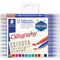 staedtler 3002 calligraphy markers double ended assorted pack 12