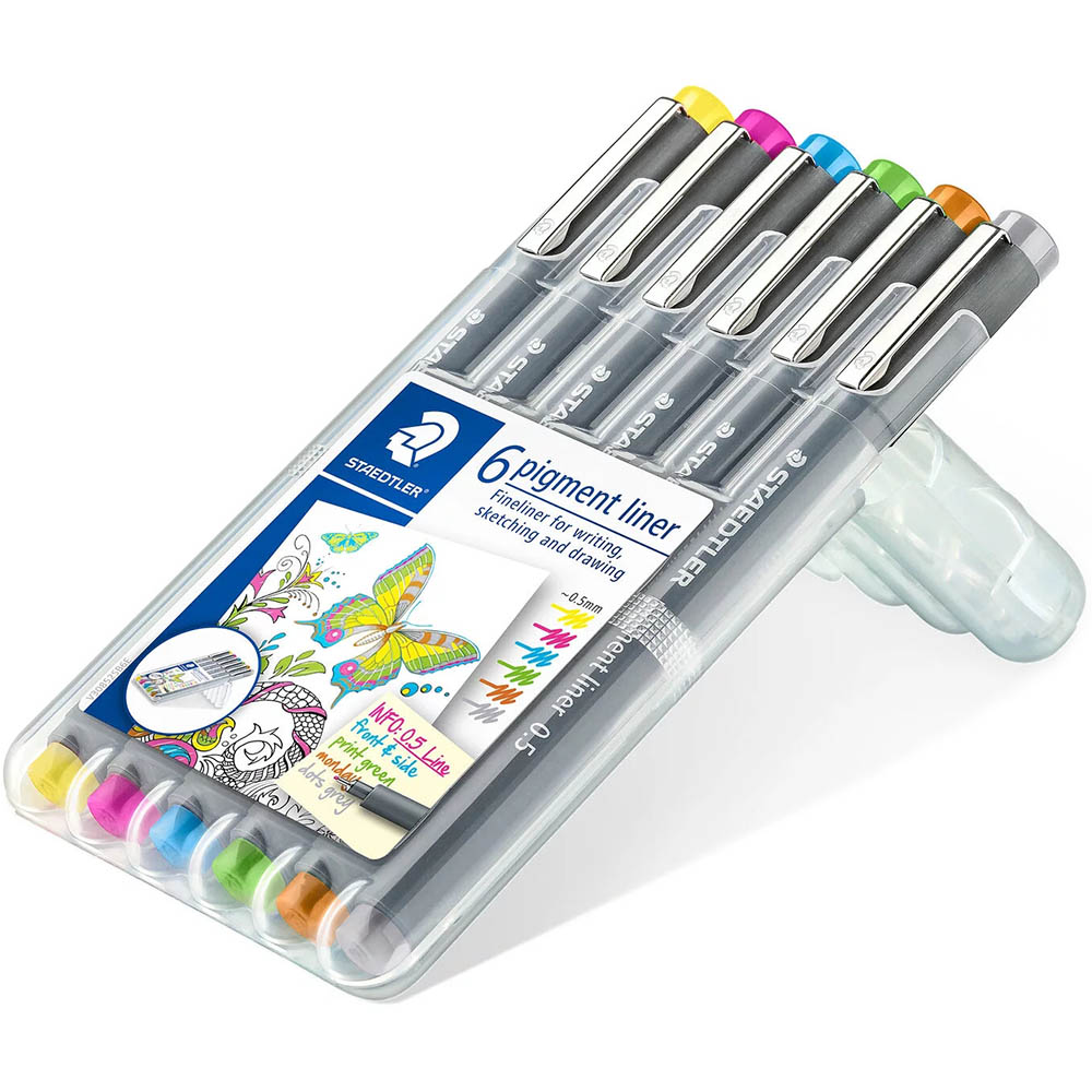 Image for STAEDTLER 308 PIGMENT LINER FINELINER 0.5MM ASSORTED PACK 6 from That Office Place PICTON
