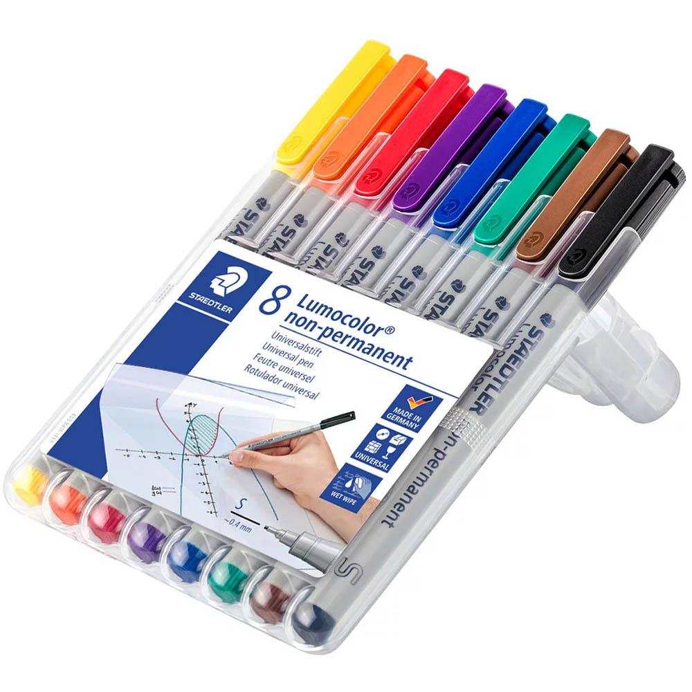 Image for STAEDTLER 311 LUMOCOLOR NON-PERMANENT MARKER BULLET SUPERFINE 0.4MM ASSORTED PACK 8 from That Office Place PICTON