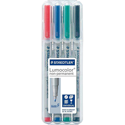 Image for STAEDTLER 316 LUMOCOLOR NON-PERMANENT MARKER FINE 0.6MM ASSORTED WALLET 4 from Clipboard Stationers & Art Supplies