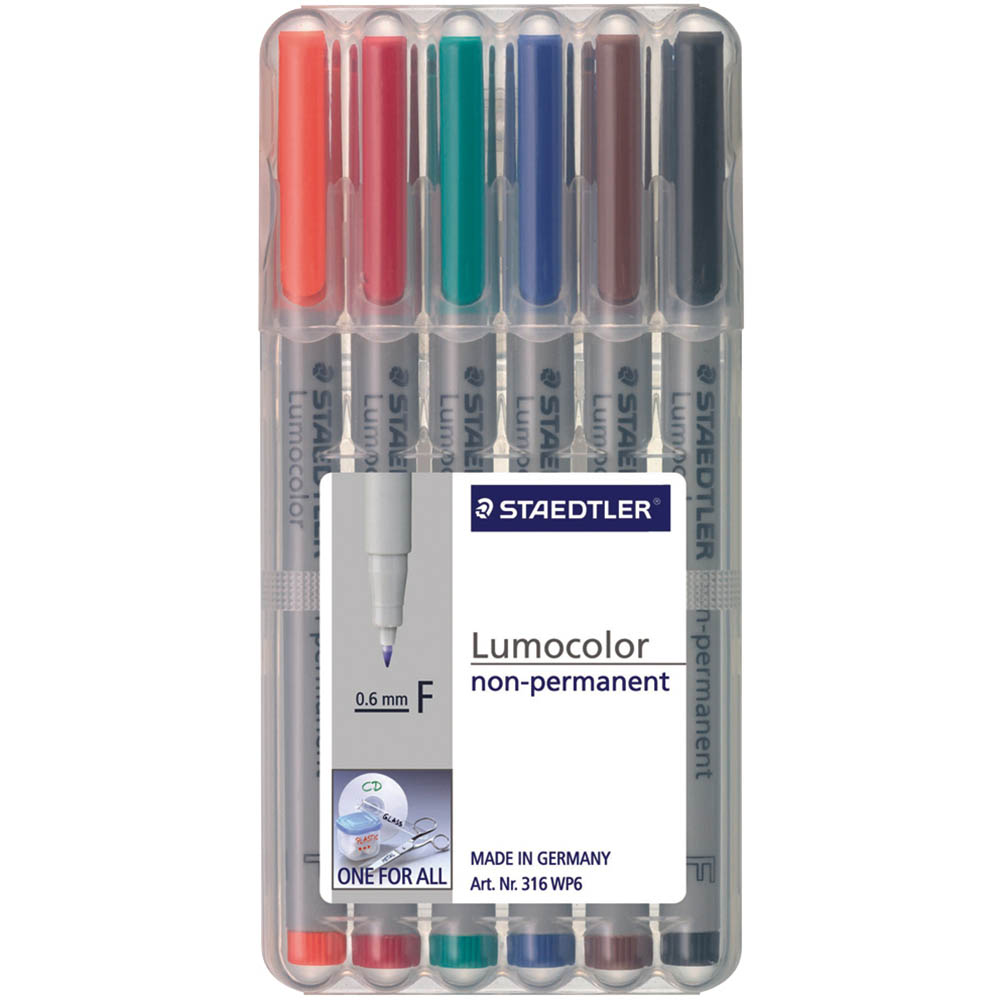 Image for STAEDTLER 316 LUMOCOLOR NON-PERMANENT MARKER FINE 0.6MM ASSORTED WALLET 6 from Memo Office and Art