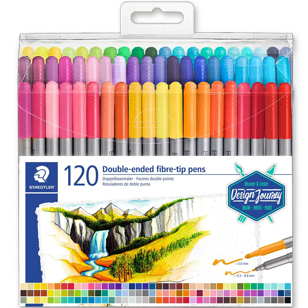 Image for STAEDTLER 3200 DOUBLE ENDED FIBRETIB PENS ASSORTED BOX 120 from Clipboard Stationers & Art Supplies