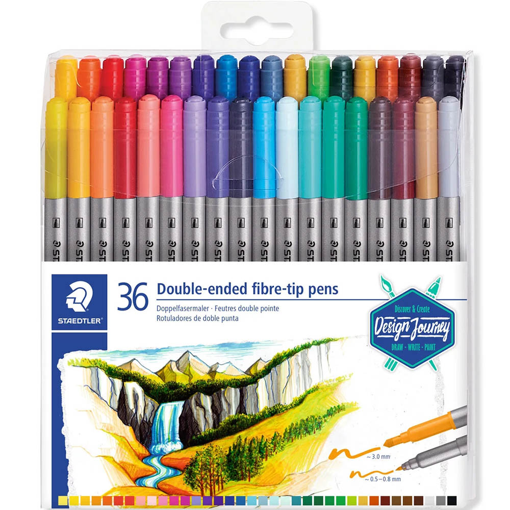 Image for STAEDTLER 3200 DOUBLE ENDED FIBRETIB PENS ASSORTED BOX 36 from That Office Place PICTON