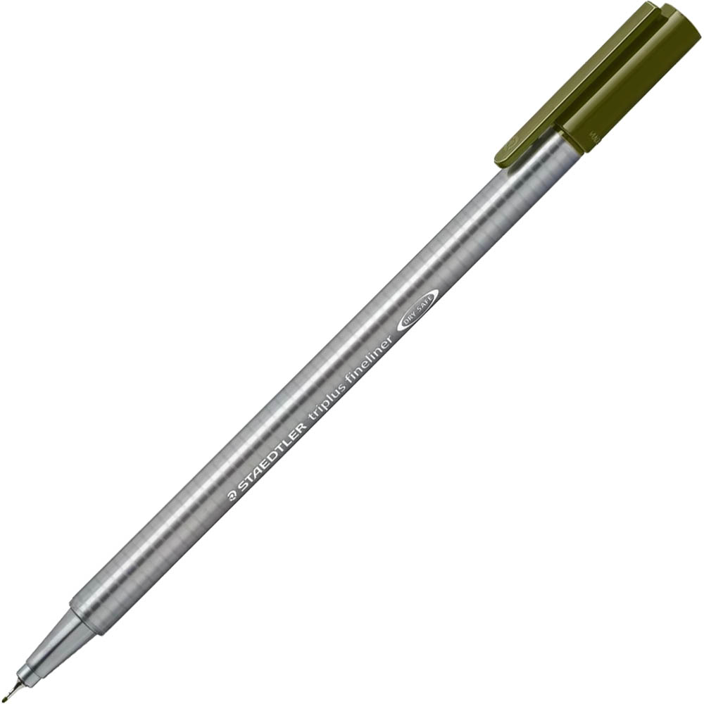 Image for STAEDTLER 334 TRIPLUS FINELINE PEN OLIVE GREEN BOX 10 from BusinessWorld Computer & Stationery Warehouse