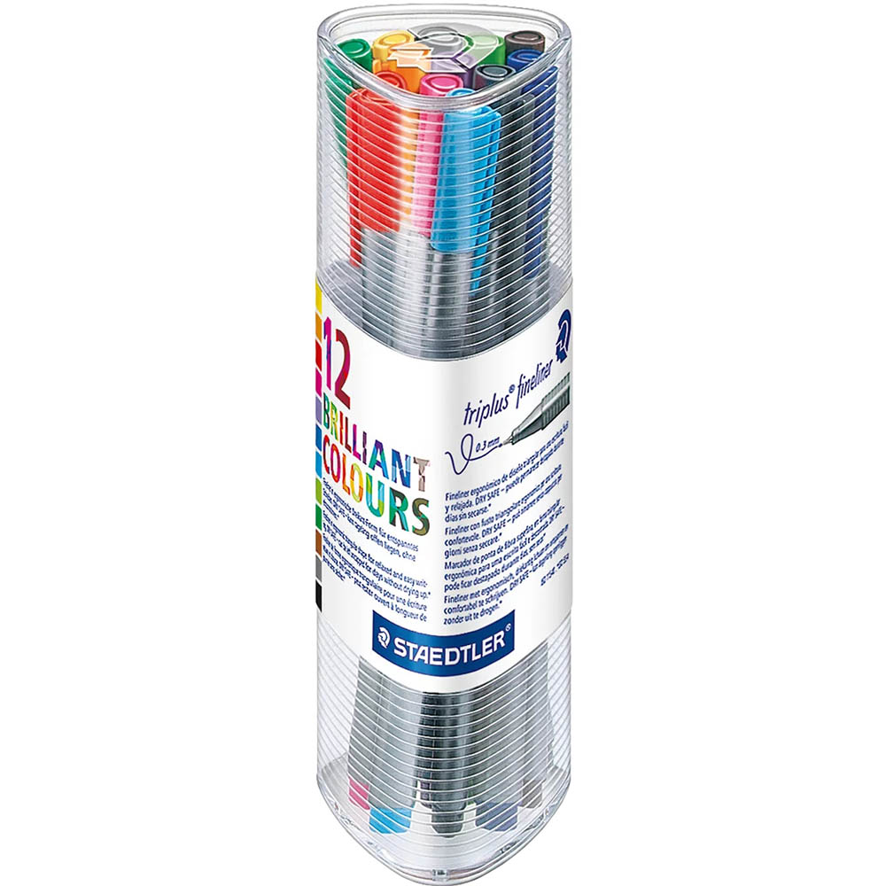 Image for STAEDTLER 334 TRIPLUS FINELINE PEN ASSORTED PACK 12 from BusinessWorld Computer & Stationery Warehouse