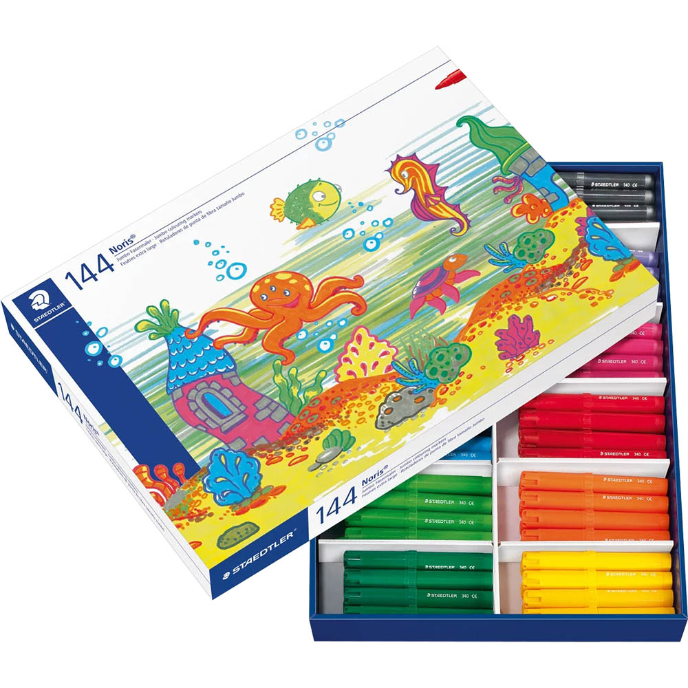 Image for STAEDTLER 340 NORIS CLUB JUMBO COLOURING MARKERS 3.0MM ASSORTED CLASSPACK 144 from York Stationers