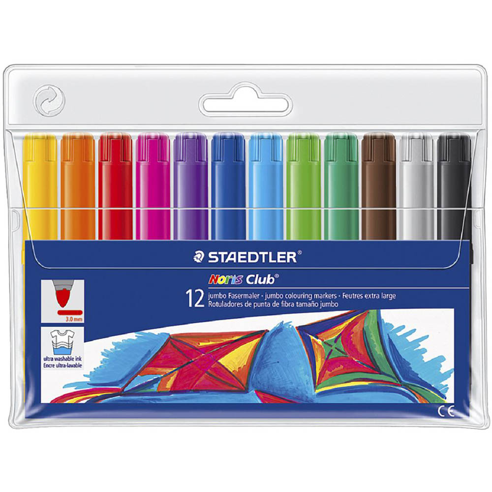 Image for STAEDTLER 340 NORIS CLUB JUMBO COLOURING MARKERS 3.0MM ASSORTED WALLET 12 from That Office Place PICTON