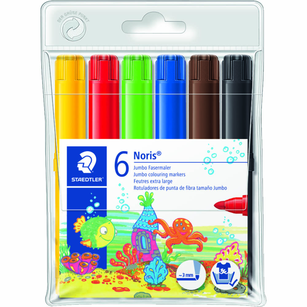 Image for STAEDTLER 340 NORIS CLUB JUMBO COLOURING MARKERS 3.0MM ASSORTED WALLET 6 from Memo Office and Art