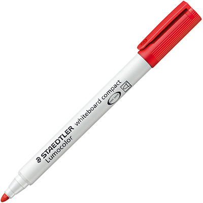Image for STAEDTLER 341 LUMOCOLOR COMPACT WHITEBOARD MARKER BULLET RED BOX 10 from Office Heaven