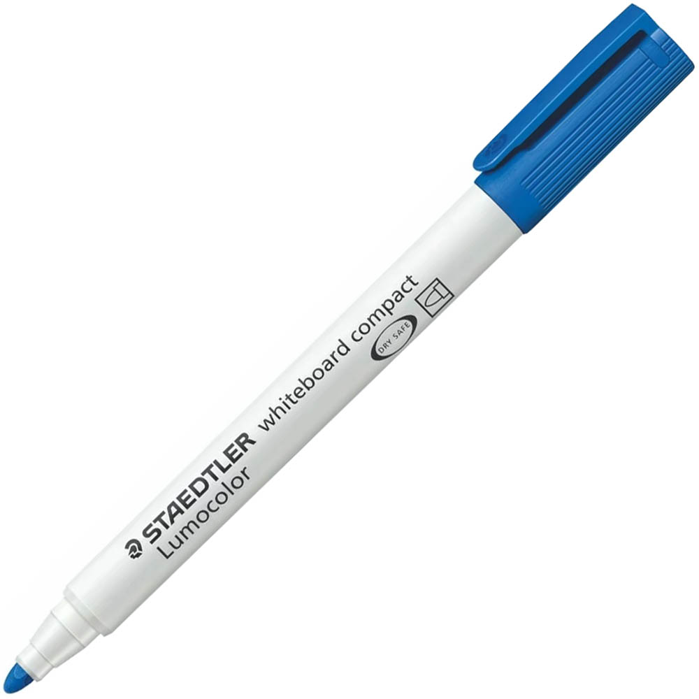 Image for STAEDTLER 341 LUMOCOLOR COMPACT WHITEBOARD MARKER BULLET BLUE BOX 10 from Prime Office Supplies
