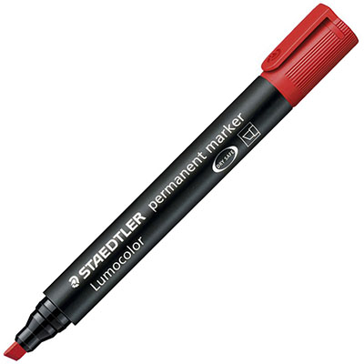 Image for STAEDTLER 350 LUMOCOLOR PERMANENT MARKER CHISEL 5.0MM RED from Clipboard Stationers & Art Supplies