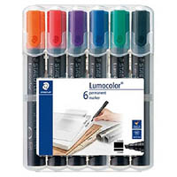 staedtler 350 lumocolor permanent marker chisel 5.0mm assorted wallet 6