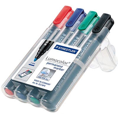Image for STAEDTLER 352 LUMOCOLOR PERMANENT MARKER BULLET 2.0MM ASSORTED WALLET 4 from That Office Place PICTON
