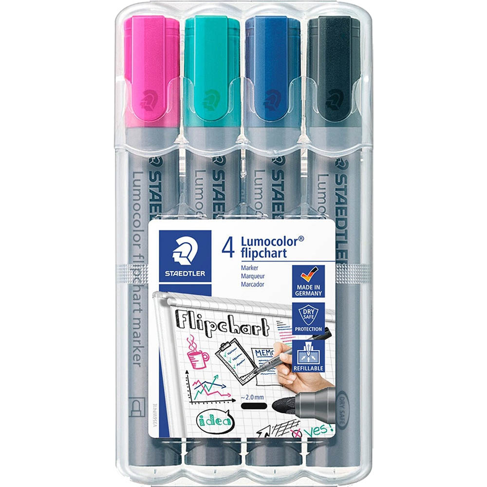Image for STAEDTLER 356 LUMOCOLOR FLIPCHART MARKER 2.0MM ASSORTED BRIGHT WALLET 4 from That Office Place PICTON