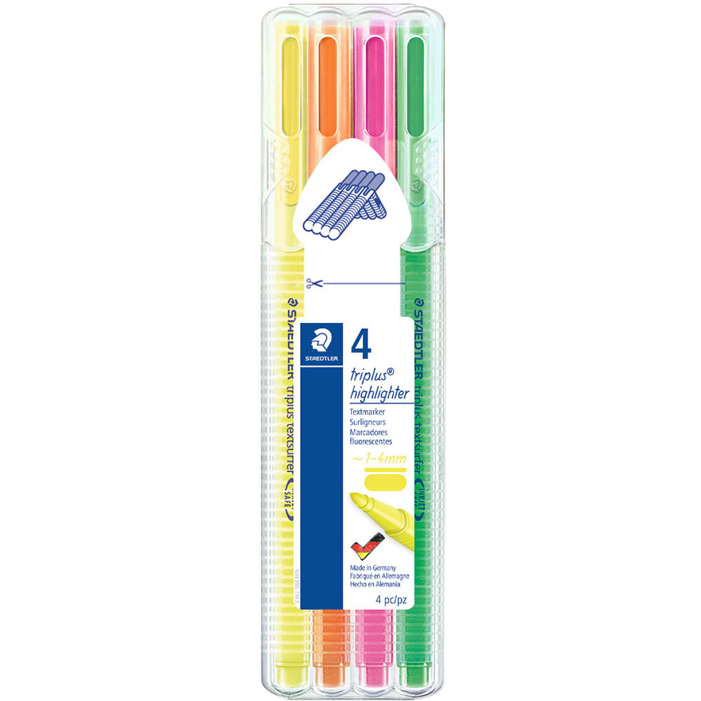 Image for STAEDTLER TRIPLUS TEXTSURFER HIGHLIGHTER ASSORTED PACK 4 from That Office Place PICTON