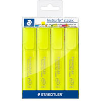 staedtler 364 textsurfer classic highlighter chisel yellow pack 4