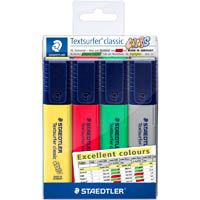 staedtler 364 textsurfer classic highlighter chisel excellent colours assorted pack 4