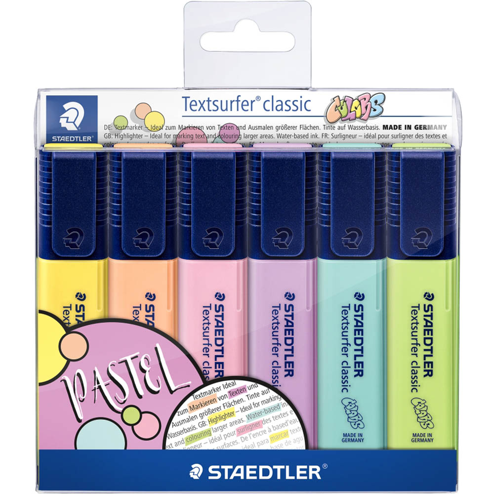 Image for STAEDTLER 364 TEXTSURFER CLASSIC HIGHLIGHTER CHISEL PASTEL ASSORTED WALLET 6 from Office Heaven