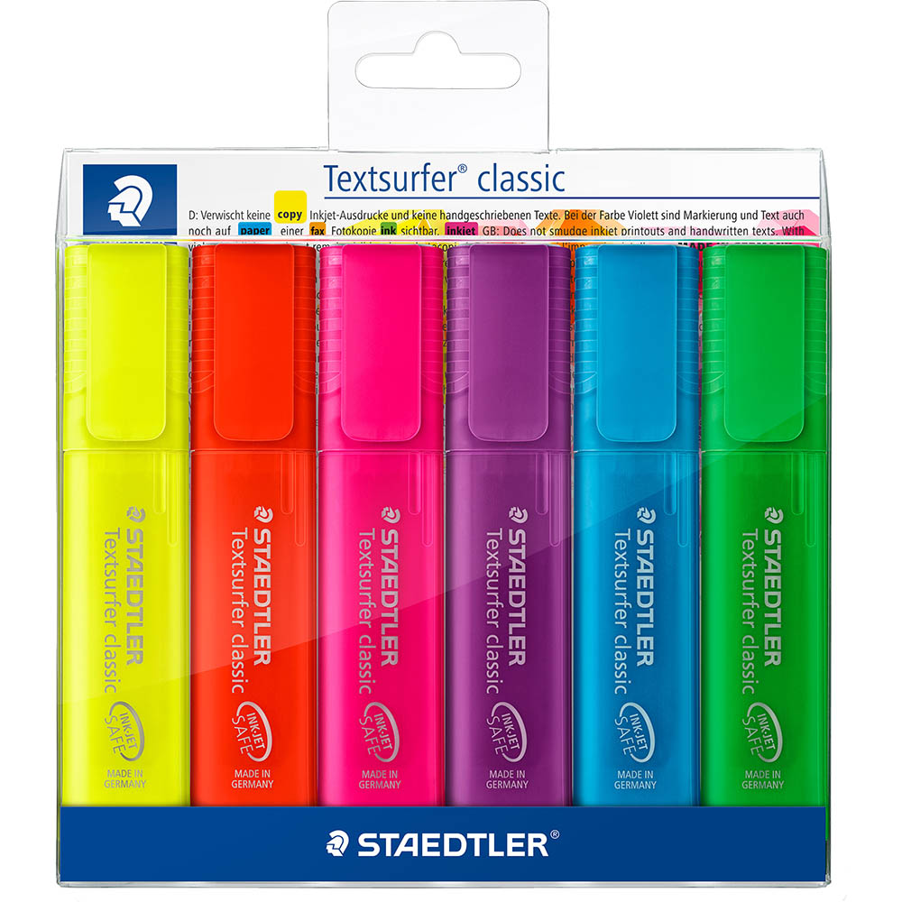 Image for STAEDTLER 364 TEXTSURFER CLASSIC HIGHLIGHTER CHISEL ASSORTED PACK 6 from Challenge Office Supplies