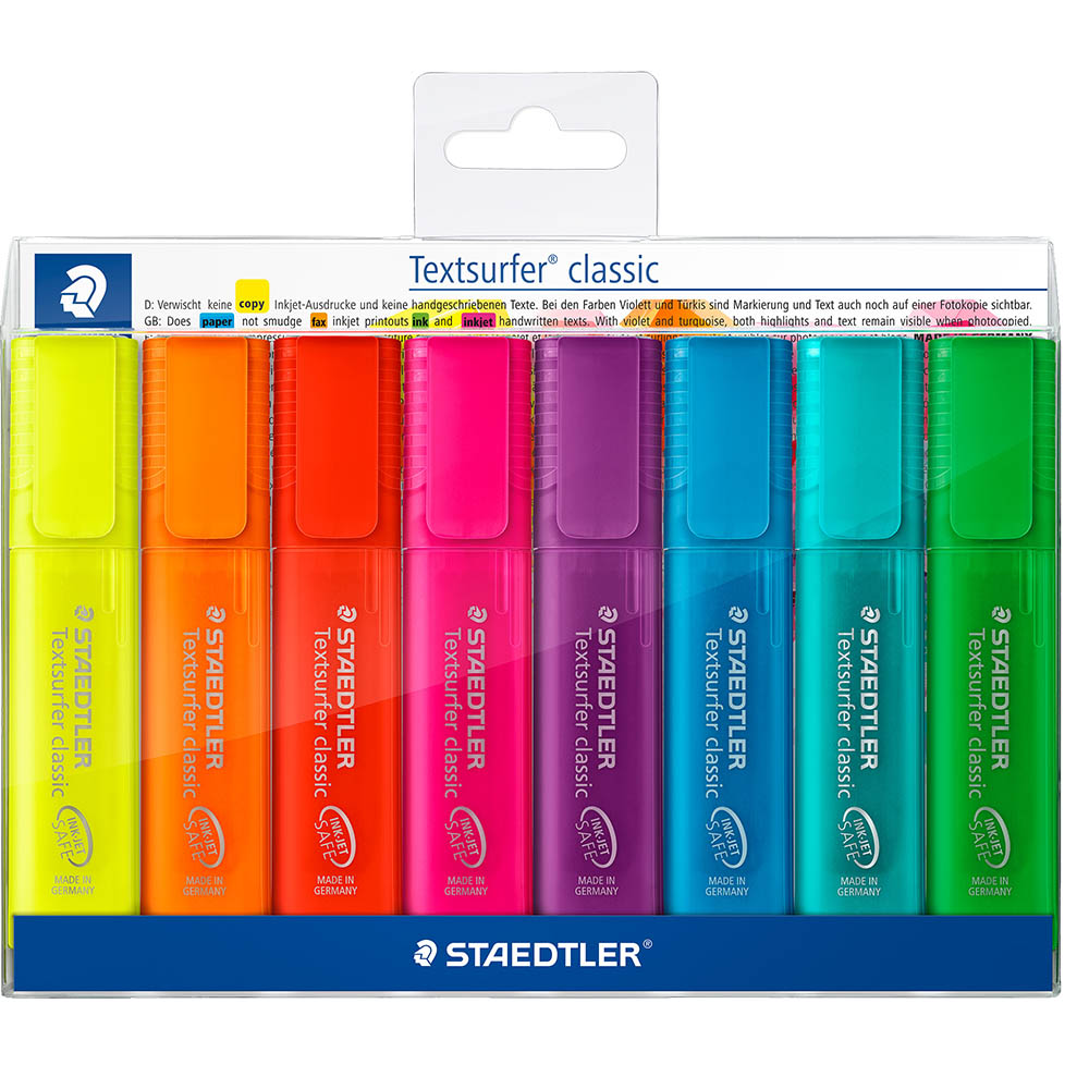 Image for STAEDTLER 364 TEXTSURFER CLASSIC HIGHLIGHTER CHISEL ASSORTED PACK 8 from Challenge Office Supplies