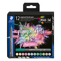 staedtler pigment brush pen 371 pastel colours pack 12