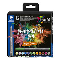 staedtler pigment brush pen 371 nature colours pack 12