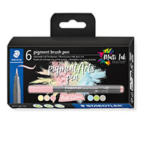 staedtler pigment brush pen 371 pastel colours pack 6