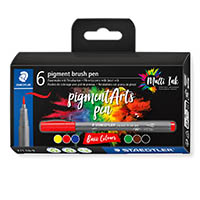 staedtler pigment brush pen 371 basic colours pack 6