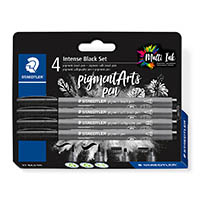 staedtler pigment brush pen intense black set pack 4