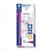 staedtler 432 triangular ballpoint stick pen medium purple box 10