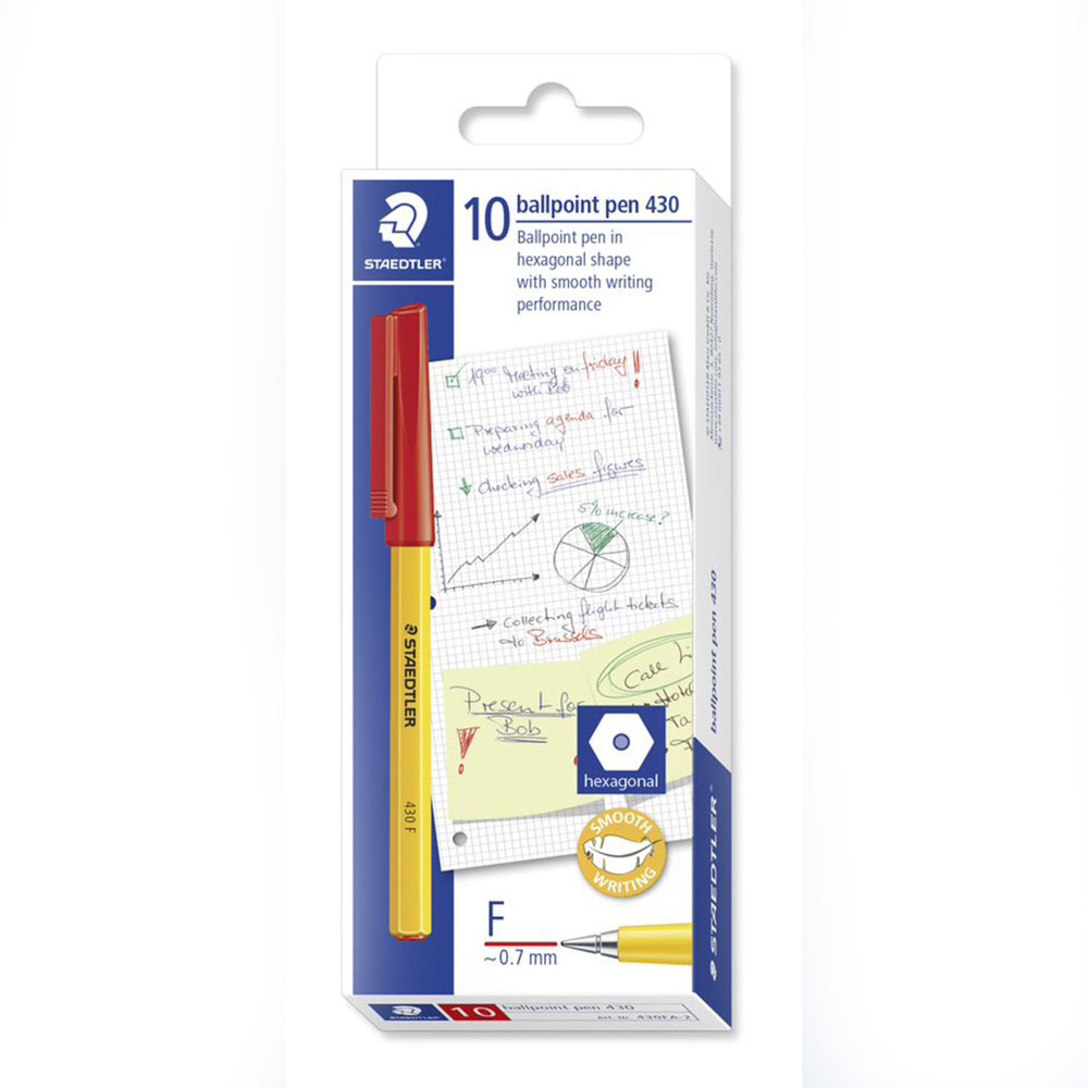 Image for STAEDTLER 430 STICK BALLPOINT PEN FINE RED BOX 10 from Australian Stationery Supplies