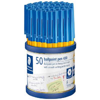 staedtler 430 stick ballpoint pen fine blue cup 50