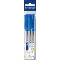 staedtler 430 stick ballpoint pen medium blue pack 3