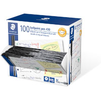staedtler 430 stick ballpoint pen medium black box 100