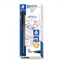 staedtler 432 triangular ballpoint stick pen medium black box 10