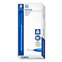 staedtler 4320 triangular ballpoint stick pen fine blue box 10