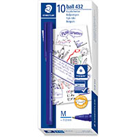 staedtler 432 triangular ballpoint stick pen medium blue box 10